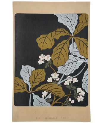 Estampe Japonaise Ecole Rinpa | Feuilles argent et or destockage