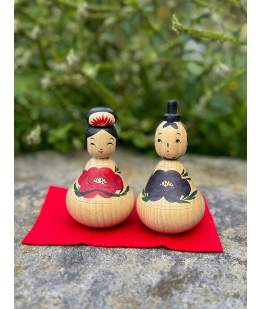 Couple de Kokeshi Créative | Fleurs de Pivoines du meilleur 