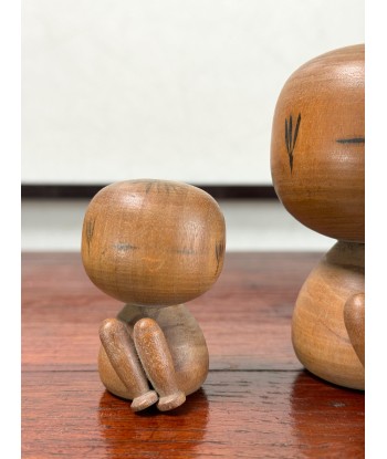 Couple de Poupées Kokeshi Créative Vintage | Kokeshi Assises offre 