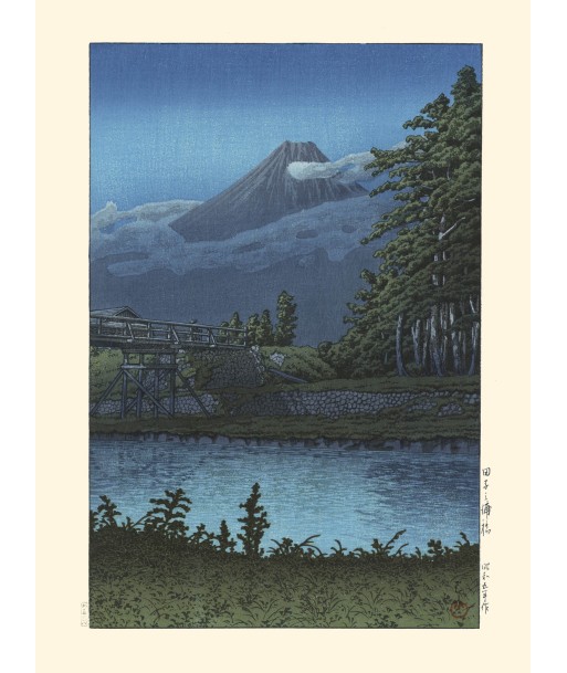 Le Mont Fuji vu du pont de Tago No Ura de Hasui Kawase | Reproduction Fine Art en ligne