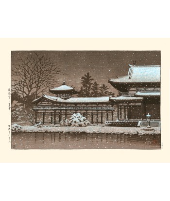 Neige sur le Phoenix Hall de Hasui Kawase | Reproduction Fine Art d'Europe débarque