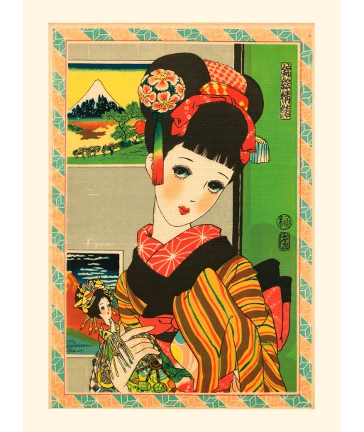 Jeune fille à la poupée de Junichi Nakahara |  Reproduction Fine Art à prix réduit toute l'année