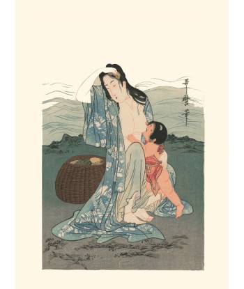 Pêcheuse d'Abalone et enfant de Utamaro Kitagawa | Reproduction Fine Art à prix réduit toute l'année