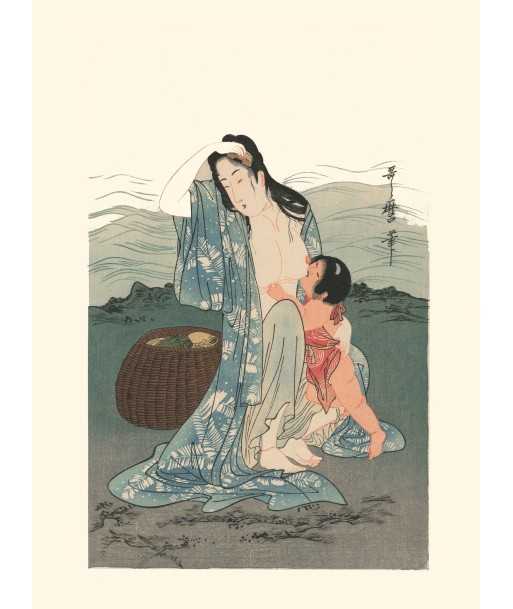 Pêcheuse d'Abalone et enfant de Utamaro Kitagawa | Reproduction Fine Art à prix réduit toute l'année