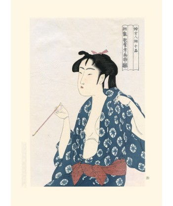 Beauté fumant de Utamaro Kitagawa | Reproduction Fine Art Le MVP de beaucoup