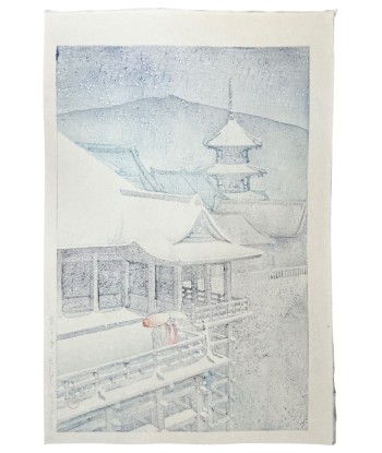 Estampe Japonaise de Hasui Kawase | Neige de printemps sur le Temple Kiyomizu, Kyoto En savoir plus