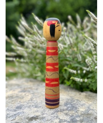 Kokeshi traditionnelle de Saito Hiromichi  | style - Tsuchiyu - Visage souriant de technologie