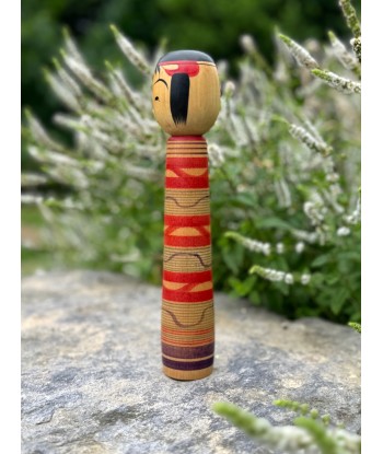 Kokeshi traditionnelle de Saito Hiromichi  | style - Tsuchiyu - Visage souriant de technologie