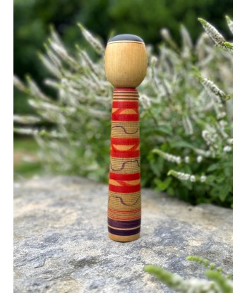 Kokeshi traditionnelle de Saito Hiromichi  | style - Tsuchiyu - Visage souriant de technologie