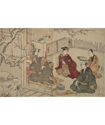 Estampe Japonaise de Toyokuni Utagawa | Série divertissement des acteurs, Jour de neige ouvre sa boutique