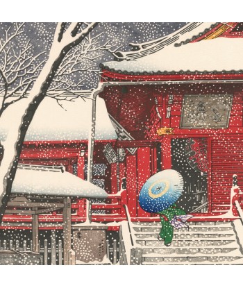 Neige au Kiyomizudo à Ueno, de Kawase Hasui | Reproduction Fine Art de technologie