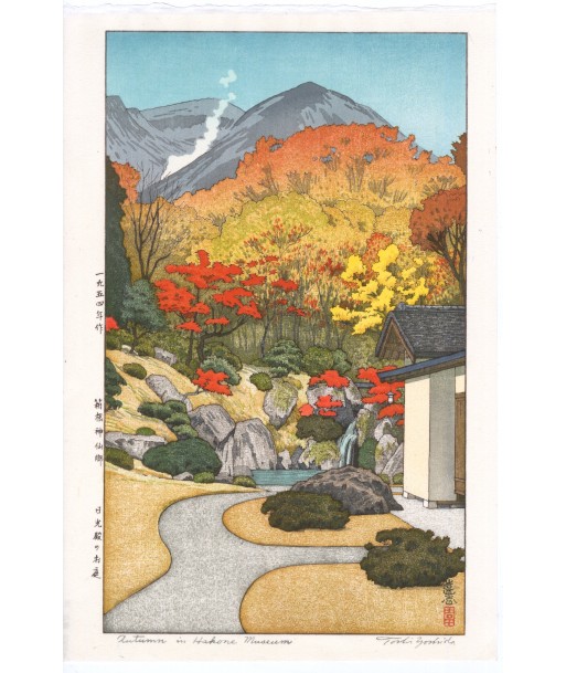 Estampe Japonaise de Yoshida Toshi | Automne au musée d'Hakone pas cheres