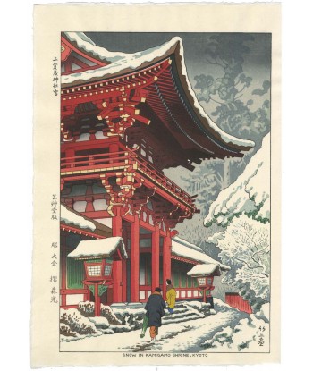 Estampe Japonaise de Takeji Asano | Neige au temple Kamigano, Kyoto pas cher chine