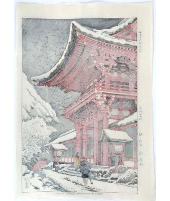 Estampe Japonaise de Takeji Asano | Neige au temple Kamigano, Kyoto pas cher chine