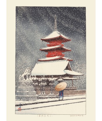 Le Temple Toshogu sous la Neige de Hasui Kawase | Reproduction Fine Art rembourrage situé sous