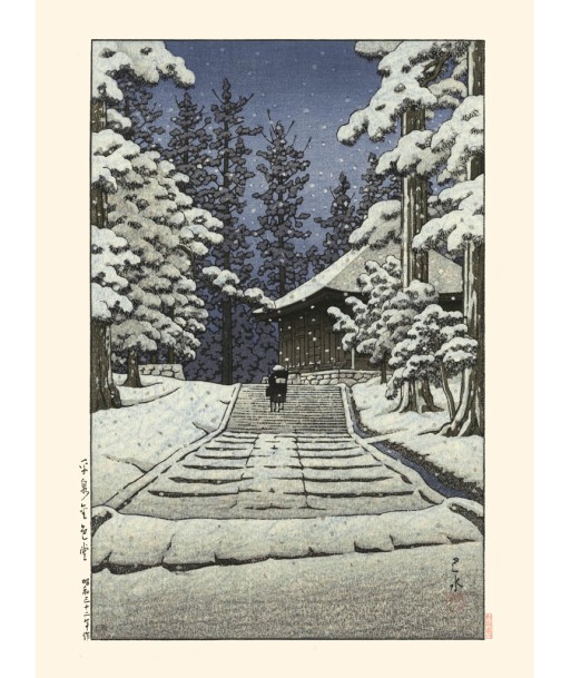 Neige sur le Konjikido de Hasui Kawase | Reproduction Fine Art votre restaurant rapide dans 