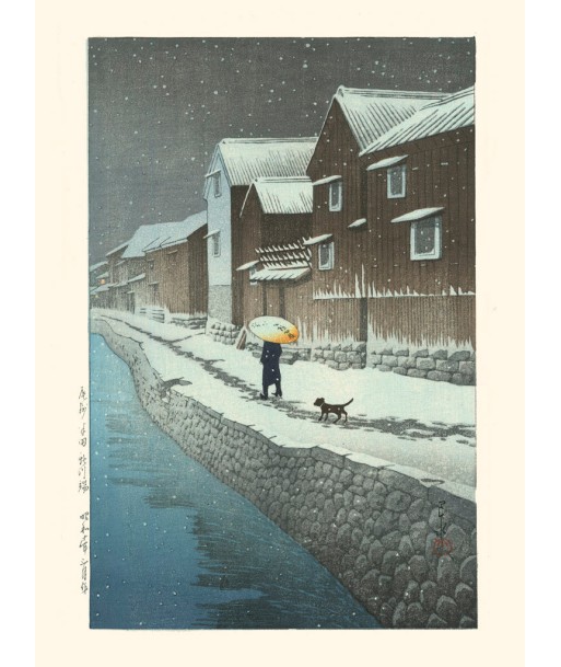 Neige à Shinkawabata Handa de Hasui Kawase | Reproduction Fine Art les ctes