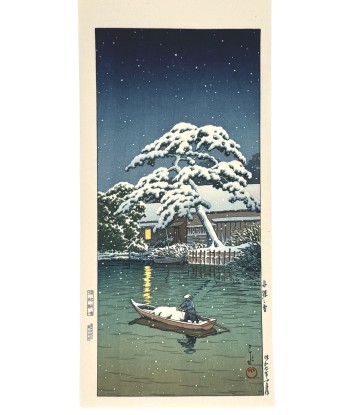 Estampe japonaise de Hasui Kawase | Funabori sous la neige solde