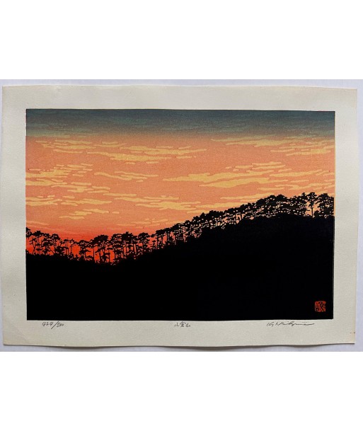 Estampe Japonaise de Nishijima Katsuyuki | Coucher de Soleil sur le Mont Ogura en ligne