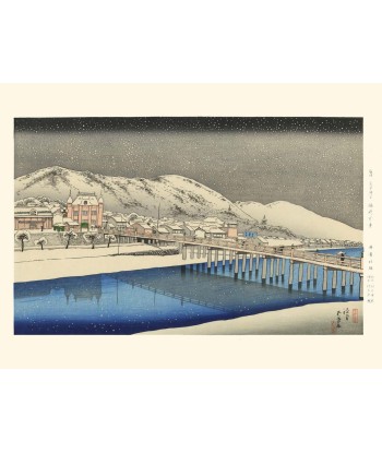 Neige au Pont Senjo de Goyo Hashiguchi | Reproduction Fine Art pas cher 