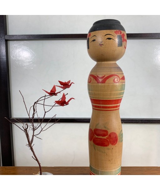 Kokeshi Traditionnelle de style tsugaru | Motif Pivoine Rouge Jusqu'à 80% De Réduction