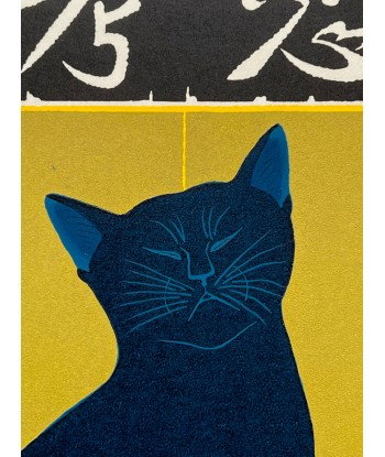 Estampe Japonaise de Nishida Tadashige | Chat Bleu "Thinking Over and Over" de votre