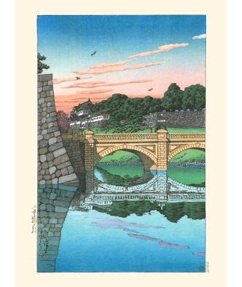 Le pont Niju au lever du jour de Hasui Kawase | Reproduction Fine Art soldes