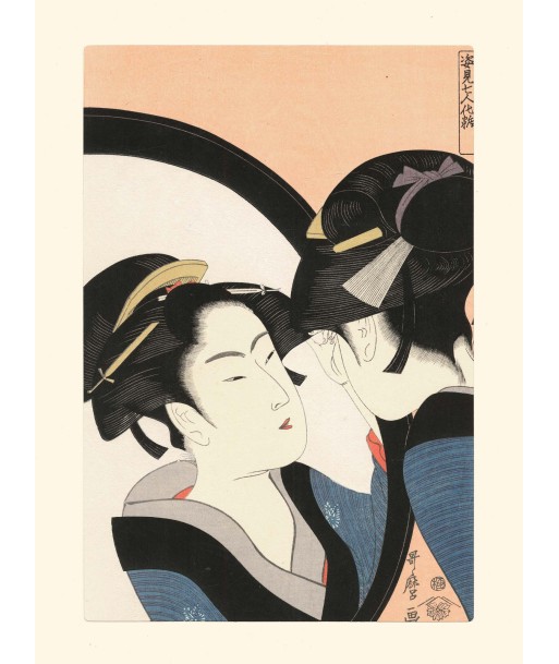 Beauté devant son miroir de Utamaro Kitagawa | Reproduction Fine Art pas cher