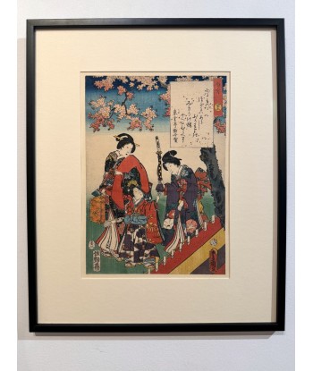 Estampe Japonaise Encadrée de Kunisada | série du Genji moderne | Chapitre 42 : le prince parfumé à prix réduit toute l'année