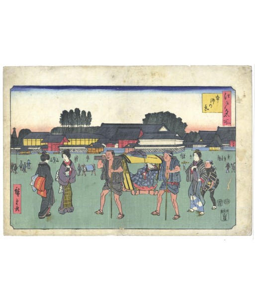 Estampe Japonaise de Hiroshige | Edo Meisho - Vue de Hongo, promenade en palanquin 2 - 3 jours ouvrés.