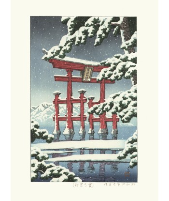 Neige sur le Torii de Miyajima de Hasui Kawase | Reproduction Fine Art en ligne des produits 