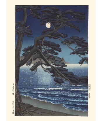 Nuit de pleine lune à Enoshima de Hasui Kawase | Reproduction Fine Art Véritable concentré