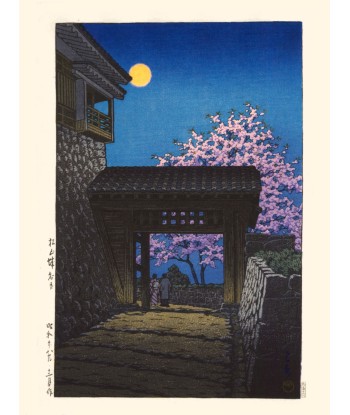 Pleine lune au chateau de Matsuyama de Hasui Kawase | Reproduction Fine Art d'Europe débarque