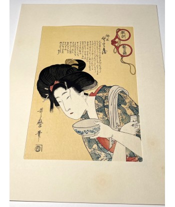 Estampe Japonaise de Utamaro Kitagawa | La courtisane paresseuse Pour