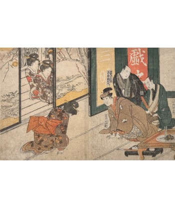 Estampe Japonaise de Toyokuni Utagawa | Série divertissement des acteurs, Visite au palais ouvre sa boutique