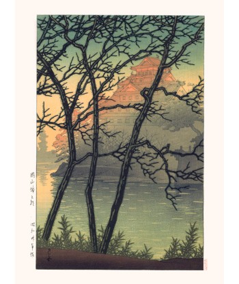 Matin au chateau d'Okayama de Hasui Kawase | Reproduction Fine Art pas chere