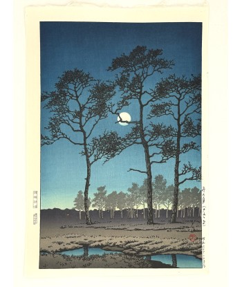 Estampe Japonaise de Kawase Hasui | Lune d'hiver à Toyama Gahara acheter