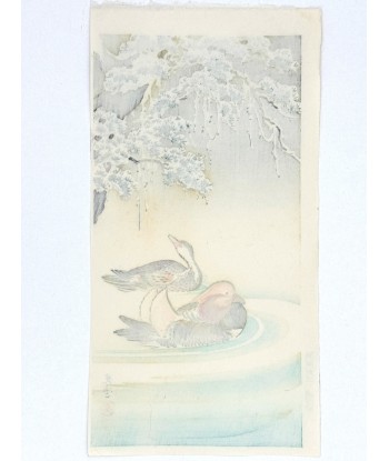 Estampe Japonaise de Koitsu Tsuchiya | Canards mandarin en hiver des créatures d'habitude