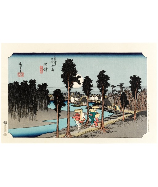 Estampe Japonaise de Hiroshige | Le Grand Tokaido n°13 Numazu les muscles