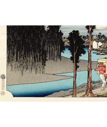 Estampe Japonaise de Hiroshige | Le Grand Tokaido n°13 Numazu les muscles