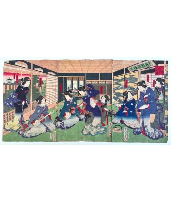 Estampe Japonaise de Kunisada | Musiciennes et danseuses online