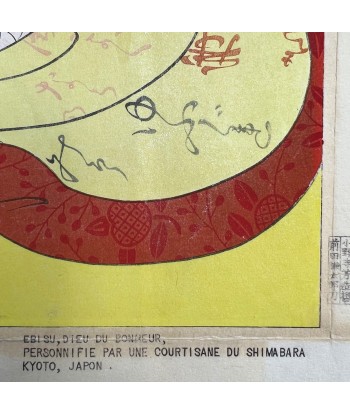 Estampe Japonaise encadrée de Paul Jacoulet | Ebisu, Dieu du bonheur, personnifié par une courtisane de Shimabara Economisez 